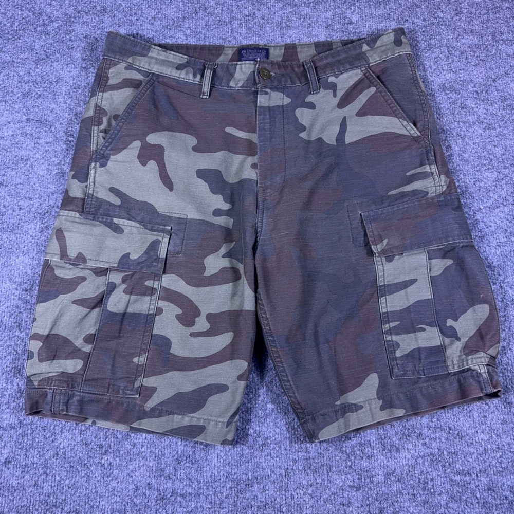 Levis Mens Camo Cargo Shorts W32 Green Brown Ripstop WaterLess 23251-0085